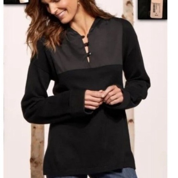 Soft Surroundings Womens Size Medium Black Long Sleeve Hooded Pullover Sweater - Picture 11 of 12